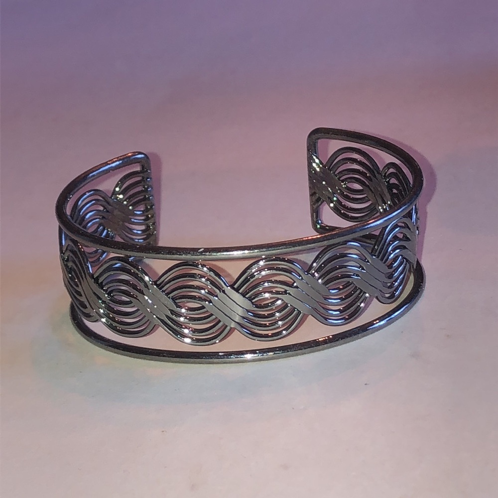 Dark Metal Tone Filigree Cutout Boho Cuff Bracelet